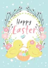 Cute Easter chicks. Happy Easter card created by Natalia Blyzen