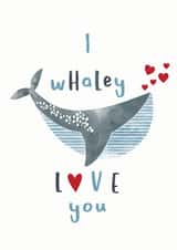 Whale valentines day card created by Little Pipena