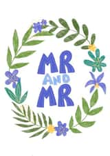 Mr and Mr - gay wedding engagement floral card created by Sophie Kathleen