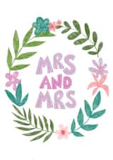 Mrs and Mrs - lesbian wedding engagement card created by Sophie Kathleen