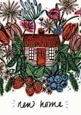Pretty New Home Card - Cottage - Flowers & Berries - New Home created by Aimee Mac Illustration