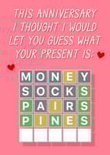 Funny wordle Anniversary girlfriend wife boyfriend husband card 1000 created by The Girl Next Draw Cards