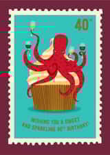 40th Birthday Toasting Octopus Card created by TRICIA O