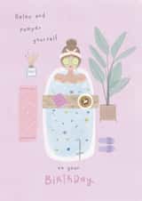Home spa Birthday card created by Sarah Hustwaite Illustration