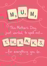 Retro Scrabble Mother's Day card created by NEEDL designs