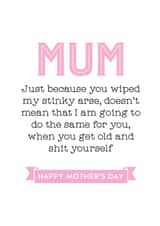 Funny Mother's Day stinky arse card for Mum created by Silly Prints
