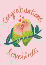 Congratulations Lovebirds card - Bright bird card created by Laura Barnes