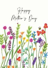 Classic Mothers Day Card - Wild Flowers - Happy Mothers Day Card created by Olivia Morgan ltd