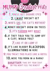 Funny Mothers Day Card - Music - Mum's Greatest Hits created by Violet and Alfie