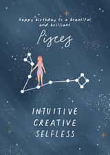 Pisces Astrology Star Sign Happy Birthday Card 1001 created by Flourish Paperworks