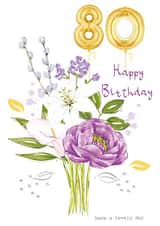 80 Floral bouquet with number balloons birthday card created by SABIVO Design by Sabina