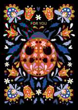 For you card with flowers and a beetle card created by Nastya Rizaeva