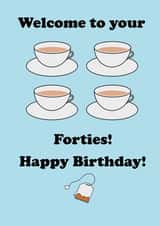Forties four teas birthday card created by The Fixby Fox