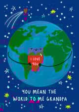 You Mean The World To Me Grandpa Card. created by NICHOLA COWDERY ILLUSTRATIONS