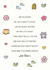 Mum To Be Poem Love Bump, First Mother's Day, Mummy's First Birthday card created by Lara King Draws