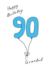 Grandad 90 blue balloon birthday card created by A Ray of Sunshine Cards