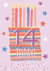 14th Birthday Cake Card 1000 created by Pom Pom Party Cards