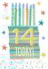14th Birthday Cake Card 1001 created by Pom Pom Party Cards