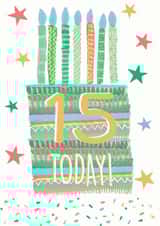 15th Birthday Cake Card 1001 created by Pom Pom Party Cards