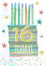 16th Birthday Cake Card 1001 created by Pom Pom Party Cards