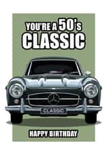 50'S CLASSIC CAR BIRTHDAY CARD created by RetroMotion Artwork
