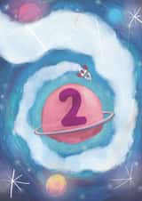 2nd birthday card - kids space rocket created by The Grey Earl