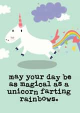 Cute Magical Unicorn Funny Birthday Card - Unicorn Farting Rainbows created by Mrs Best Paper Co.