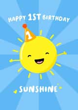 Happy Sunshine 1st Birthday Card - Blue created by Macie Dot Doodles