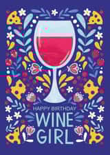 Birthday card with wine and flowers 1000 created by Nastya Rizaeva