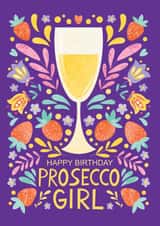Birthday card with Prosecco and flowers created by Nastya Rizaeva