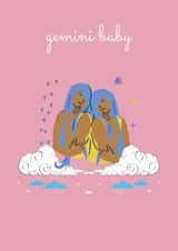 Gemini Baby birthday card created by Nina Bombina