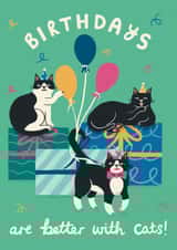 Birthdays Are Better With Cats- Cat Birthday Card created by Nat Ellis Illustration