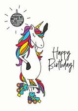 Happy Birthday Rainbow Roller Disco Unicorn created by Little Foxglove