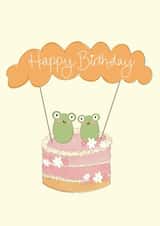Cute Birthday Card - Frogs - Cake created by CardsbyAliceUK