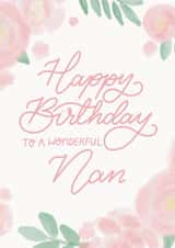 Beautiful modern floral calligraphy birthday card for a wonderful Nan created by Nicki O'Donoghue Studio