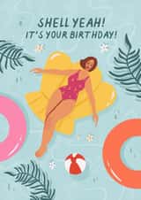 'Shell yeah! It's your birthday!' Beach Pool Summer Happy Birthday created by Flourish Paperworks