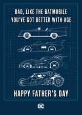Funny Father's Day Card - Batmobile - Batman created by Cardology
