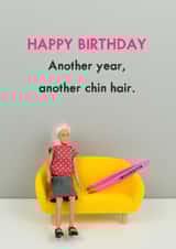 Funny, Cheeky Tweezers Birthday Card - Jeffery & Janice - Another Year, Another Chin Hair created by Bold & Bright Cards