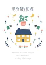 Pretty New Home Card - House - Plant - Happy New Home Wishing You Lots Of Love And Happiness In Your New Home created by Strawberry Mint