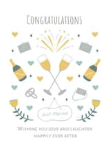 Champagne and Sparkles Wedding Card For a Couple On Their Wedding Day created by Strawberry Mint