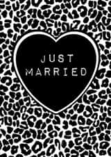 Just Married Monochrome Leopard Print Wedding Heart created by OneThreeSix