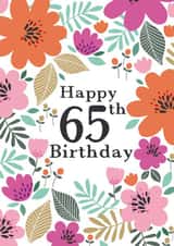 Pretty 65th Birthday Card - Flowers - For Her created by Sarah Corcoran