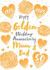 Golden Wedding Anniversary- 50 Years- Happy Golden Wedding Anniversary Mum & Dad created by Juniper and Rose Studio