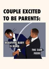 Will smith Chris rock oscars slap meme New baby boy girl congrat card created by The Girl Next Draw Cards