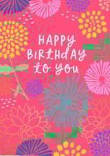 Deep pink floral birthday card created by patternmuse
