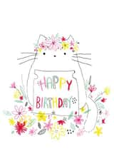 Happy Birthday Whimsical Cat created by Dot Dash Design