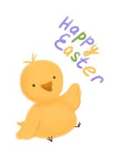 Cute postcard with a little yellow chick Happy Easter 1000 created by Dogs and cats 