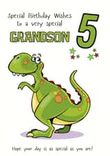 Kind Dinosaur 5th Birthday Card for a Special Grandson created by Rachel Elizabeth Designs