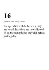 Funny card for 16 year old - Funny birthday card for teenager - Definition of 16 year old - Dictionary definition card created by TwinFinDesigns