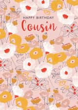 Collaged floral Cousin birthday card created by Rebecca Prinn
